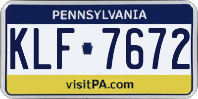 PA license plate KLF7672