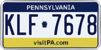 PA license plate KLF7678