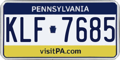 PA license plate KLF7685