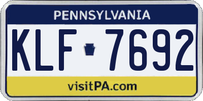 PA license plate KLF7692