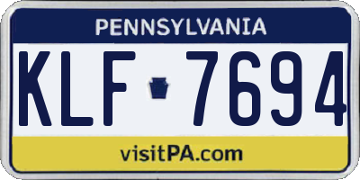 PA license plate KLF7694