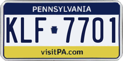 PA license plate KLF7701