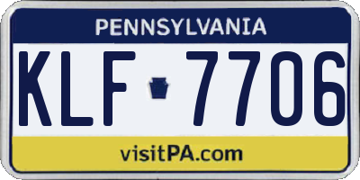 PA license plate KLF7706