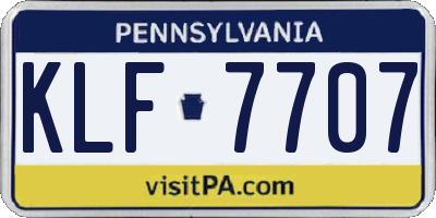 PA license plate KLF7707
