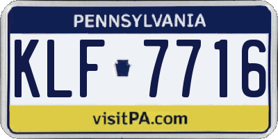 PA license plate KLF7716