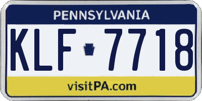 PA license plate KLF7718