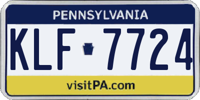 PA license plate KLF7724
