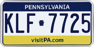 PA license plate KLF7725