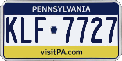 PA license plate KLF7727