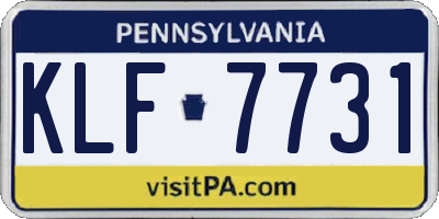 PA license plate KLF7731