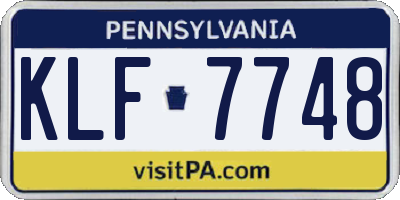 PA license plate KLF7748