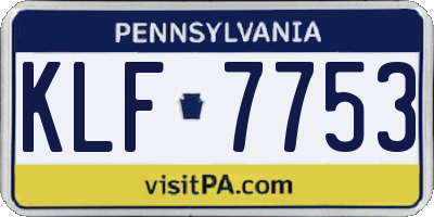PA license plate KLF7753