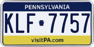 PA license plate KLF7757