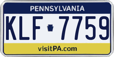 PA license plate KLF7759