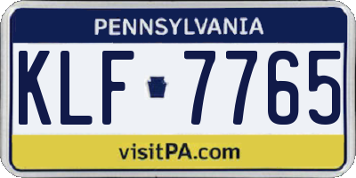 PA license plate KLF7765