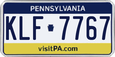 PA license plate KLF7767