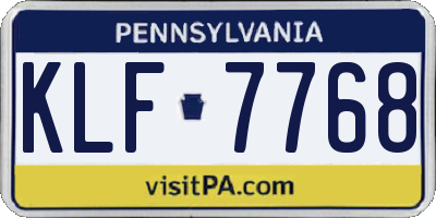 PA license plate KLF7768