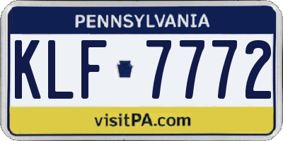 PA license plate KLF7772
