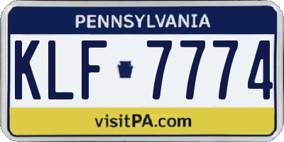 PA license plate KLF7774