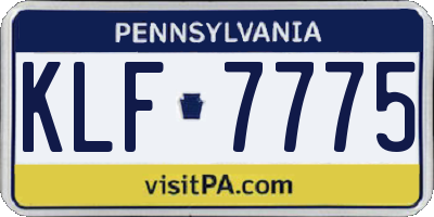 PA license plate KLF7775