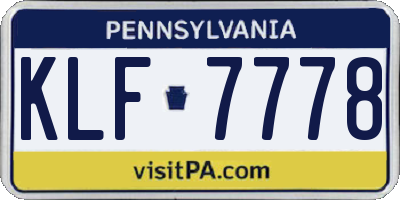 PA license plate KLF7778
