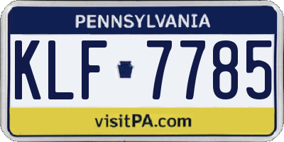 PA license plate KLF7785