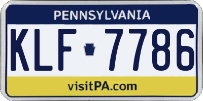 PA license plate KLF7786