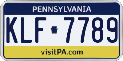 PA license plate KLF7789