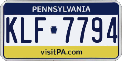 PA license plate KLF7794