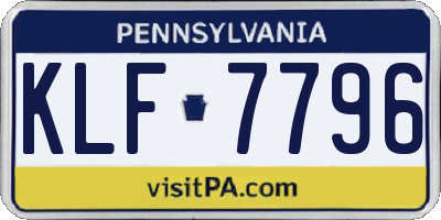 PA license plate KLF7796