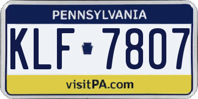 PA license plate KLF7807