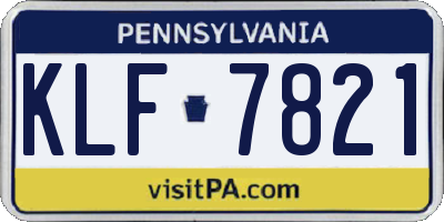 PA license plate KLF7821