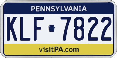 PA license plate KLF7822