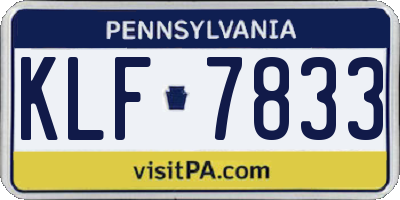 PA license plate KLF7833