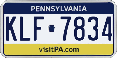 PA license plate KLF7834