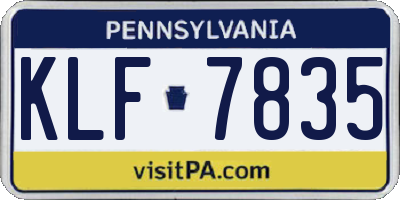 PA license plate KLF7835