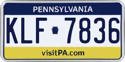 PA license plate KLF7836
