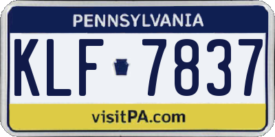 PA license plate KLF7837