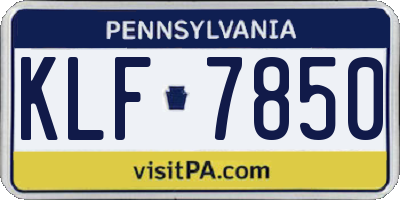 PA license plate KLF7850