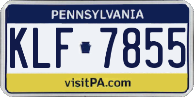 PA license plate KLF7855