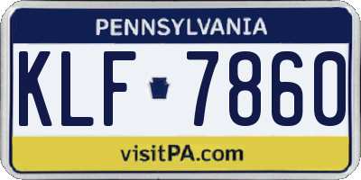 PA license plate KLF7860