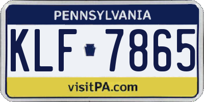 PA license plate KLF7865