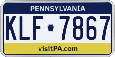 PA license plate KLF7867