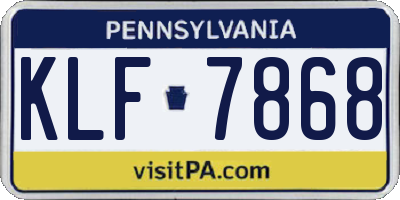 PA license plate KLF7868
