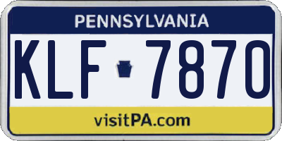 PA license plate KLF7870