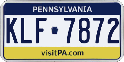 PA license plate KLF7872