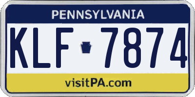 PA license plate KLF7874