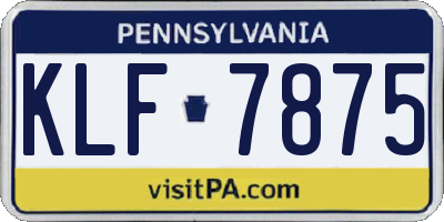 PA license plate KLF7875