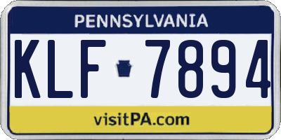 PA license plate KLF7894