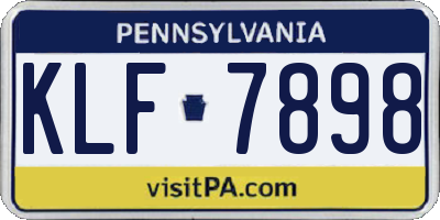 PA license plate KLF7898